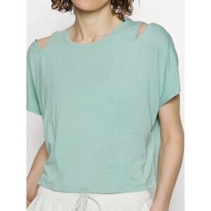 Athleta Mint Cutout Shoulder Crop Tee